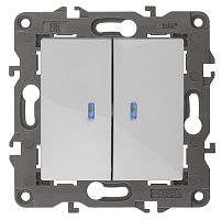 Выключатель с подсветкой без рамки Эра Elegance 2-кл. белый картинка